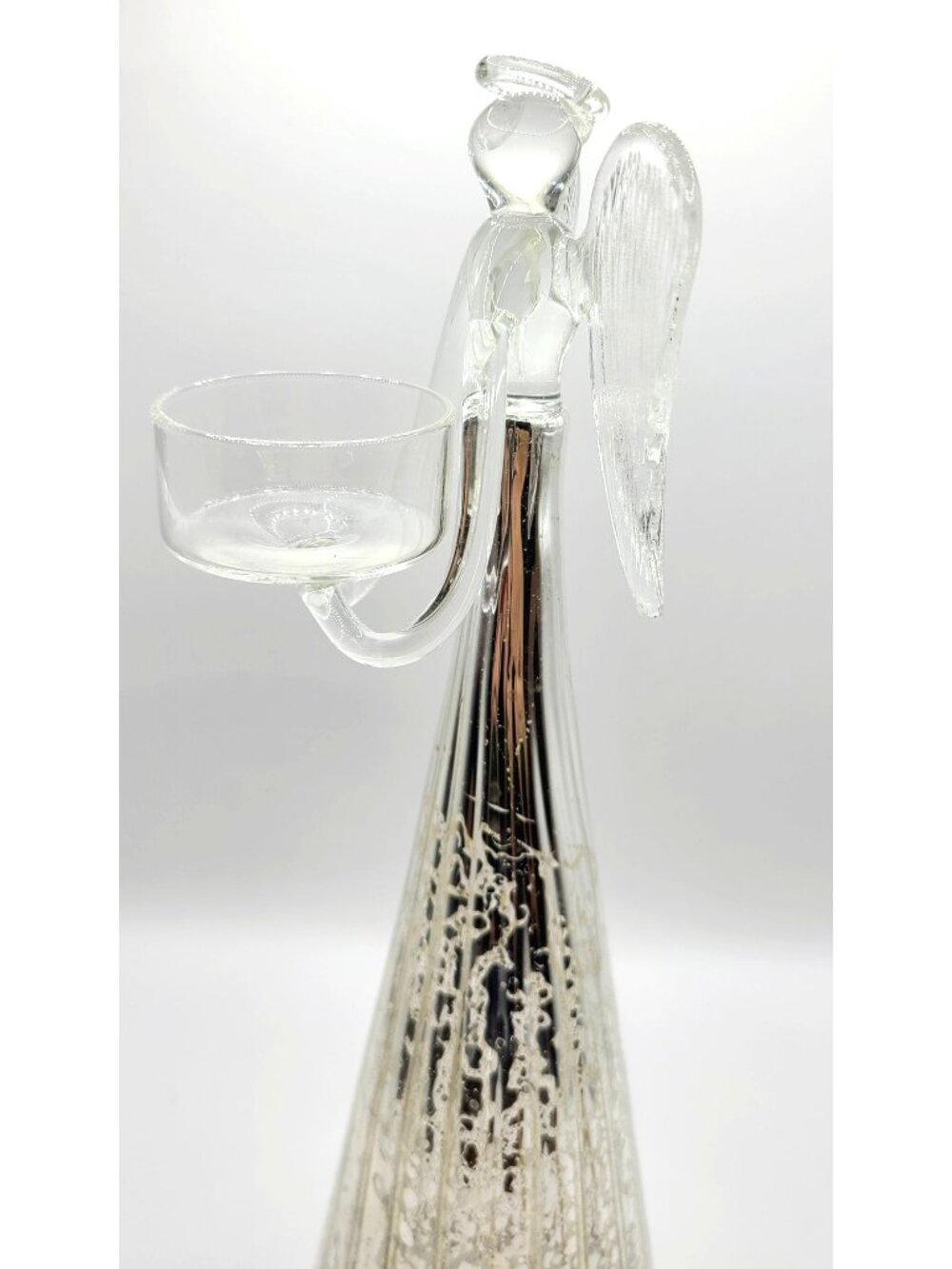 Lenox Mercury Glass Angel 11.5" Silver Votive Candle Holder New opened Box - Picture 2 of 12